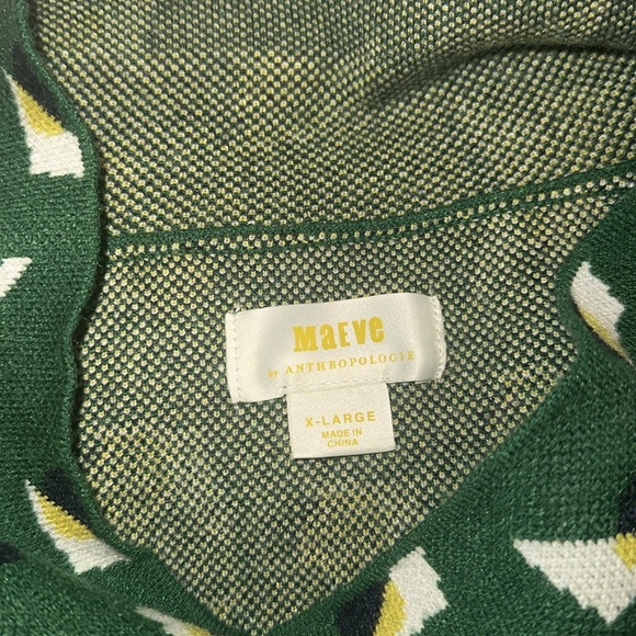 Maeve Anthropologie Carys Kelly Green Geometric Print Mock Neck Sweater XL - Picture 4 of 4
